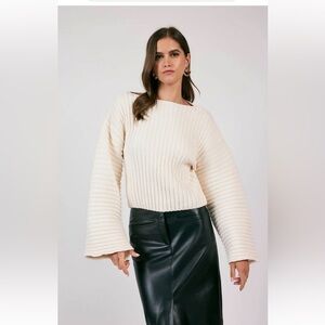 Sage The Label Greater Good Boat Neck Ribbed Sweater Women's Size S